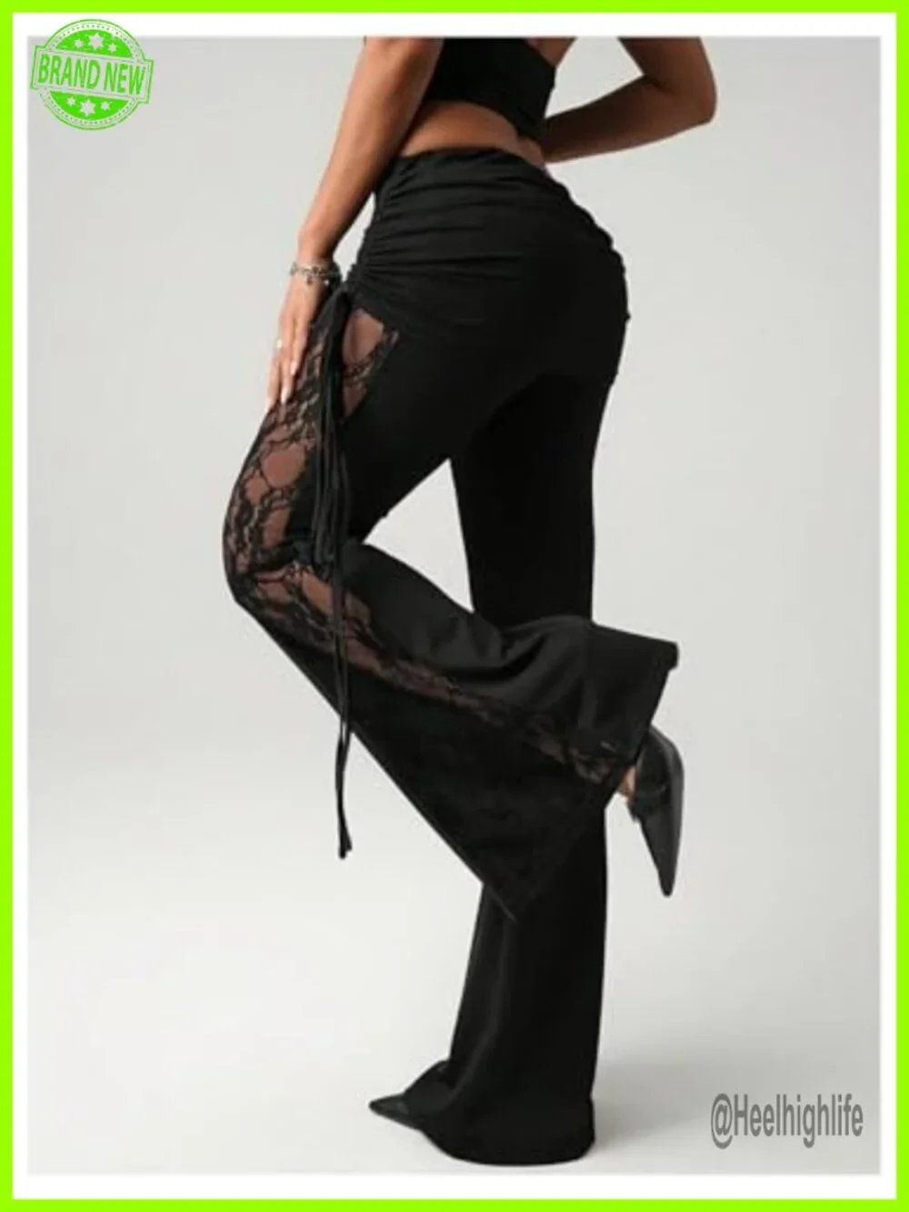 Women's Lace Flare Leggings Bell Bottoms High Stretch Party Pants